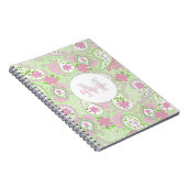 Elegant Girly Green Preppy Paisley Print Pattern Notitieboek (Rechterzijde)