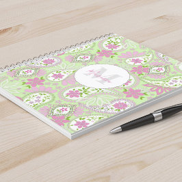 Elegant Girly Green Preppy Paisley Print Pattern Notitieboek