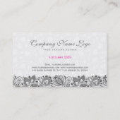 Elegant Girly Grey Lace over witte dammaskers Visitekaartje (Achterkant)