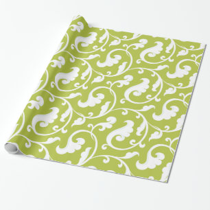 Elegant girly groen bloemenpatroonmonogram cadeaupapier