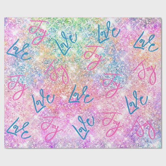 Elegant girly iridescent glitter unicorn regenboog cadeaupapier (Vlak)