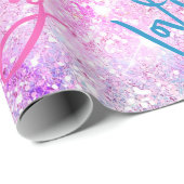 Elegant girly iridescent glitter unicorn regenboog cadeaupapier (Rol Hoek)