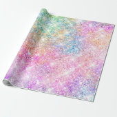Elegant girly iridescent unicorn regenboog cadeaupapier (Uitgerold)