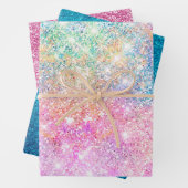 Elegant girly iridescent unicorn regenboog inpakpapier vel (In situ)