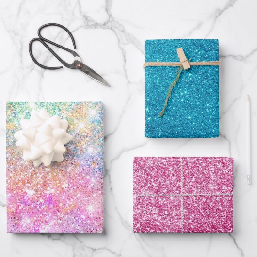 Elegant girly iridescent unicorn regenboog inpakpapier vel (Voorkant)