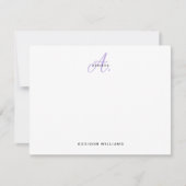 Elegant Girly Lavendel Script Monogram Notitiekaartje (Voorkant)