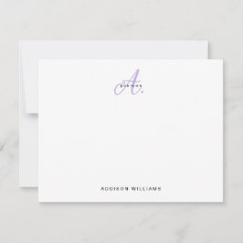 Elegant Girly Lavendel Script Monogram Notitiekaartje