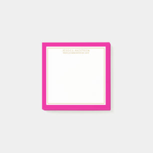 Elegant & Girly Magenta/White/Gold Personalized Post-it® Notes