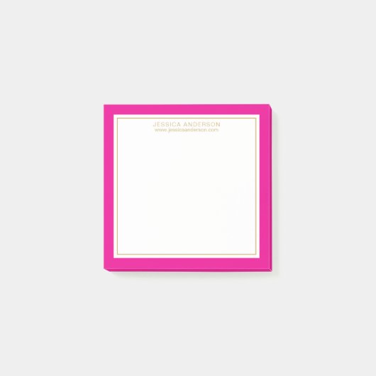 Elegant & Girly Magenta/White/Gold Personalized Post-it® Notes (Voorkant)