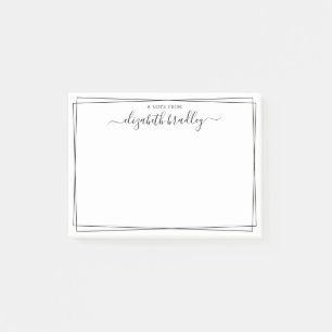 Elegant Girly Monogram Handtekening Black White Po Post-it® Notes