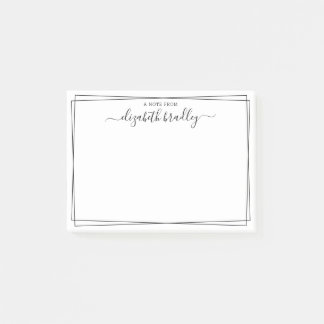 Elegant Girly Monogram Handtekening Black White Po Post-it® Notes