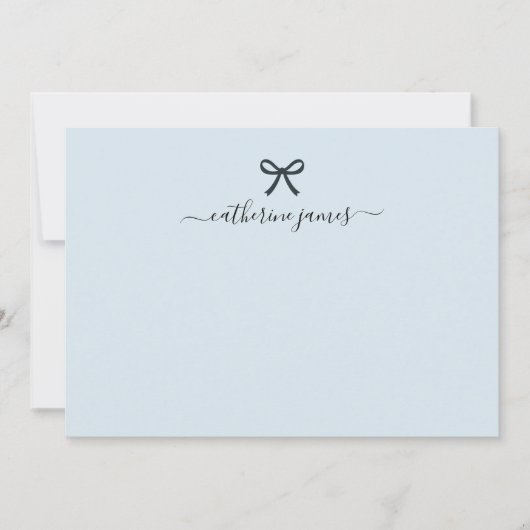 Elegant Girly Monogram Name Script Cute Blue Notitiekaartje (Voorkant)