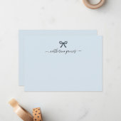 Elegant Girly Monogram Name Script Cute Blue Notitiekaartje (Voorkant / Achterkant in situ)