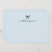 Elegant Girly Monogram Name Script Cute Blue Notitiekaartje (Voorkant / Achterkant)