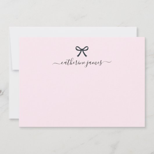 Elegant Girly Monogram Name Script Cute Blush Pink Notitiekaartje (Voorkant)