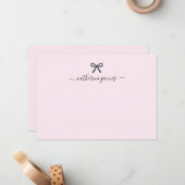 Elegant Girly Monogram Name Script Cute Blush Pink Notitiekaartje (Voorkant / Achterkant in situ)