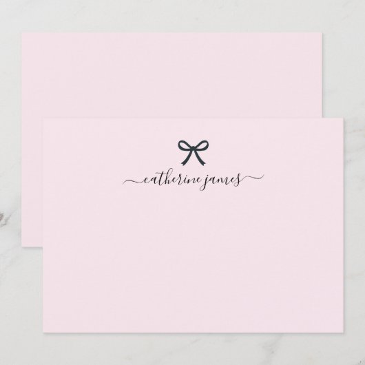 Elegant Girly Monogram Name Script Cute Blush Pink Notitiekaartje (Voorkant / Achterkant)