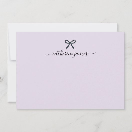 Elegant Girly Monogram Name Script Cute Paars Notitiekaartje (Voorkant)