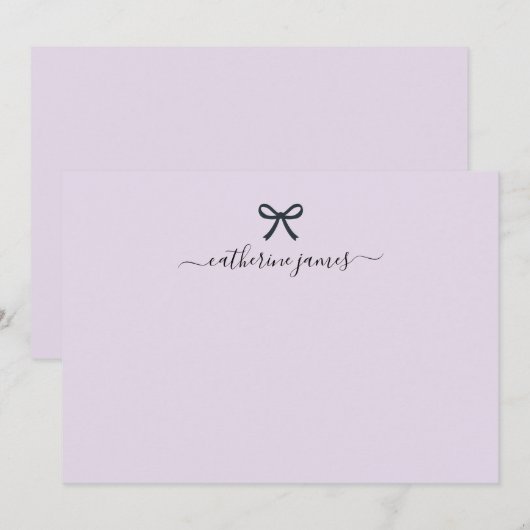 Elegant Girly Monogram Name Script Cute Paars Notitiekaartje (Voorkant / Achterkant)