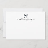 Elegant Girly Monogram Name Script Cute Ribbon Bow Notitiekaartje (Voorkant)