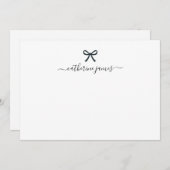 Elegant Girly Monogram Name Script Cute Ribbon Bow Notitiekaartje (Voorkant / Achterkant)