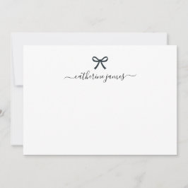 Elegant Girly Monogram Name Script Cute Ribbon Bow Notitiekaartje