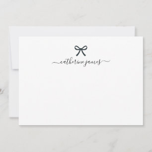 Elegant Girly Monogram Name Script Cute Ribbon Bow Notitiekaartje