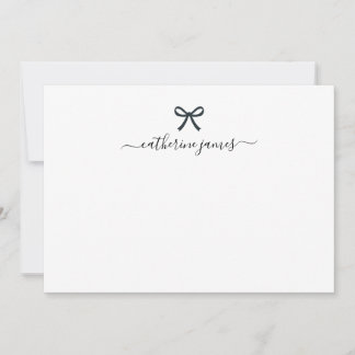 Elegant Girly Monogram Name Script Cute Ribbon Bow Notitiekaartje