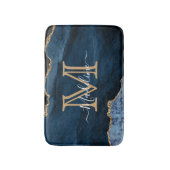 Elegant Girly Navy Blue Gold Agate Geode Monogram Badmat (Voorkant Verticaal)