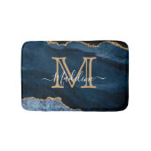 Elegant Girly Navy Blue Gold Agate Geode Monogram Badmat (Voorkant)
