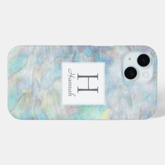 Elegant Girly Opal Waterverf Patroon Monogram Case-Mate iPhone Case (Achterkant (horizontaal))