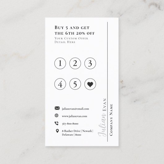 Elegant Girly Pastel Roze Loyalty Kaart Visitekaartje (Achterkant)