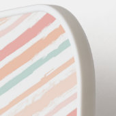 Elegant Girly Pastel Waterverf Stripes Custom Pickleball Paddle (Links Detail)
