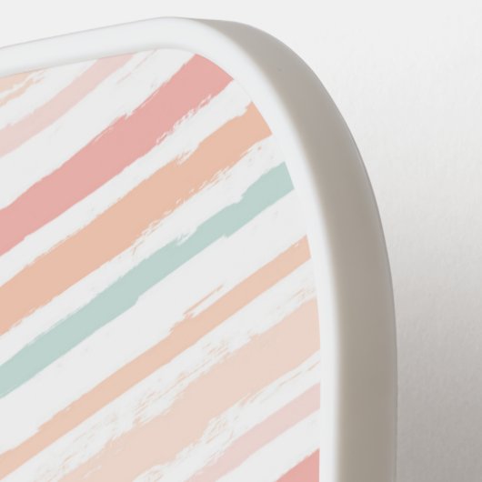 Elegant Girly Pastel Waterverf Stripes Custom Pickleball Paddle (Links Detail)