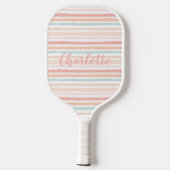 Elegant Girly Pastel Waterverf Stripes Custom Pickleball Paddle (Achterkant)