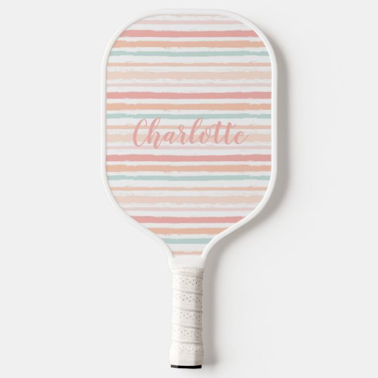 Elegant Girly Pastel Waterverf Stripes Custom Pickleball Paddle (Achterkant)