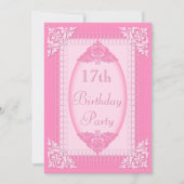Elegant, Girly Pink 17th Birthday Kaart (Voorkant)