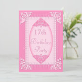 Elegant, Girly Pink 17th Birthday Kaart (Staand voorkant)