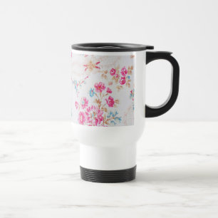 Elegant Girly Pink Blue Floral Pattern Reisbeker