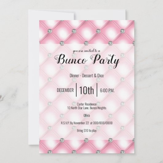 Elegant Girly Pink Bunco Kaart (Voorkant)