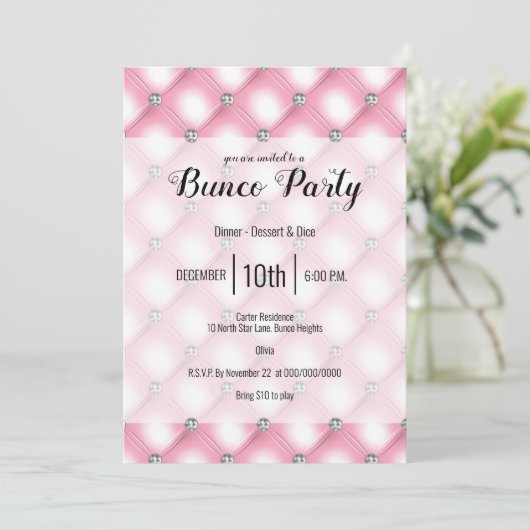 Elegant Girly Pink Bunco Kaart (Staand voorkant)