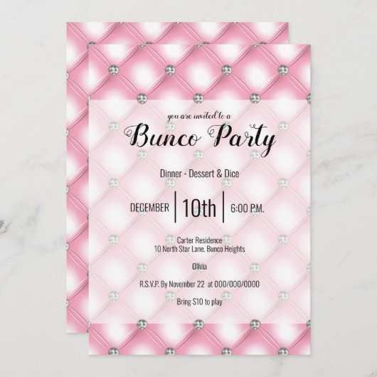 Elegant Girly Pink Bunco Kaart (Voorkant / Achterkant)