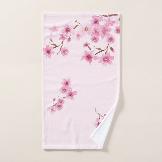 Elegant Girly Pink Cherry Blossom Floral Pattern Bad Handdoek (Handdoek)