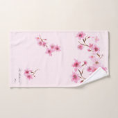 Elegant Girly Pink Cherry Blossom Floral Pattern Bad Handdoek (Handdoek)