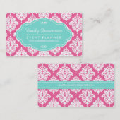 Elegant Girly Pink Damask gepersonaliseerd Visitekaartje (Voorkant / Achterkant)