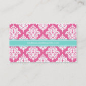 Elegant Girly Pink Damask gepersonaliseerd Visitekaartje (Achterkant)