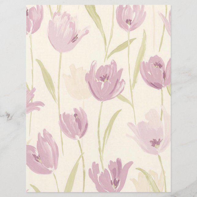 Elegant Girly Pink Floral Pattern Scrapbook Paper (Voorkant)