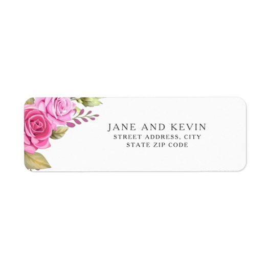 Elegant Girly Pink Floral Return Address Etiket (Voorkant)