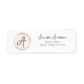 Elegant Girly Pink Gold Floral Monogram Adres Etiket (Voorkant)