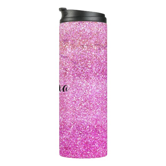 Elegant Girly Pink Gold Glitter Thermosbeker (Geroteerd rechts)